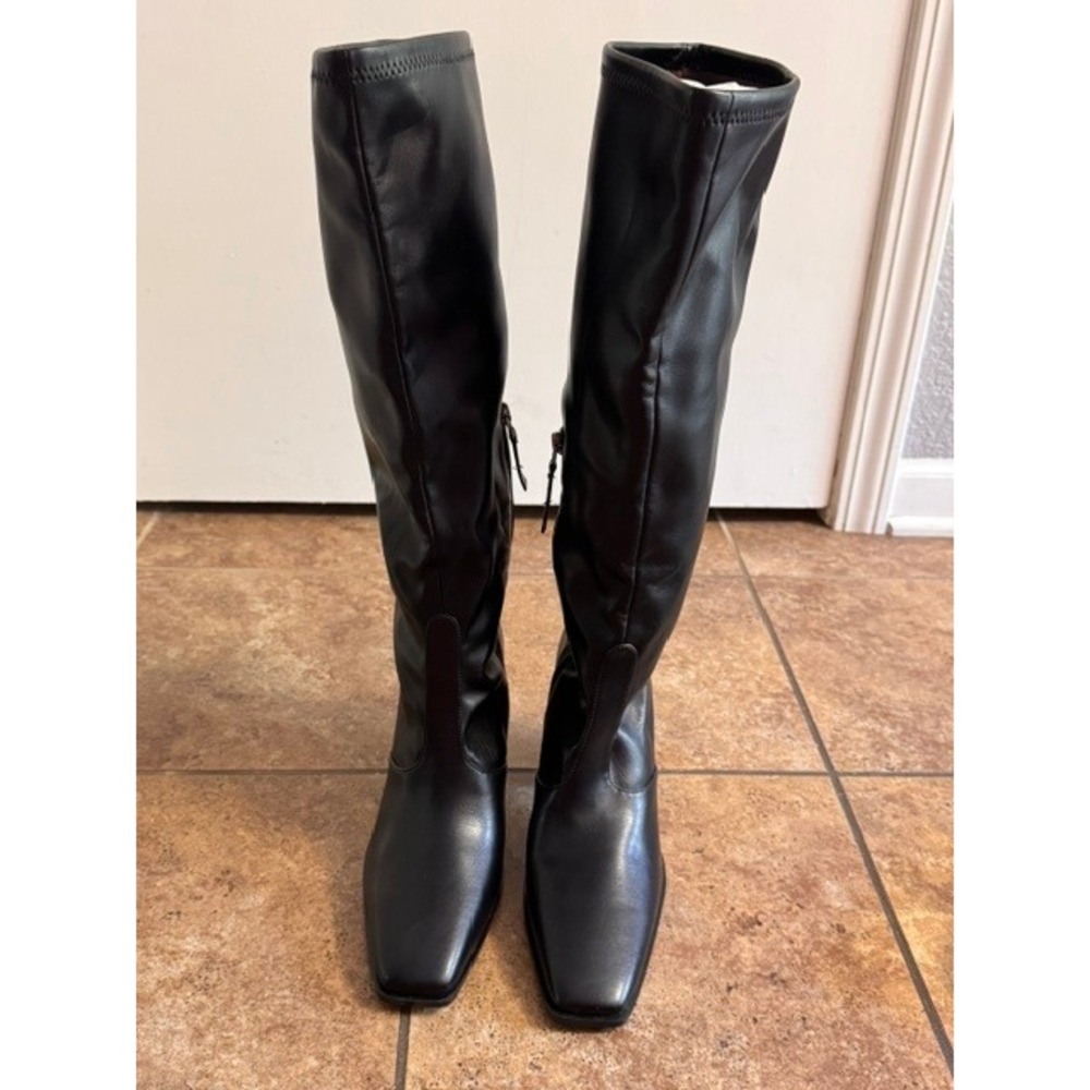 Franco Sarto Black Square Toe Block Heel Tall Boots Womens 9.5 45710 - Picture 8 of 15